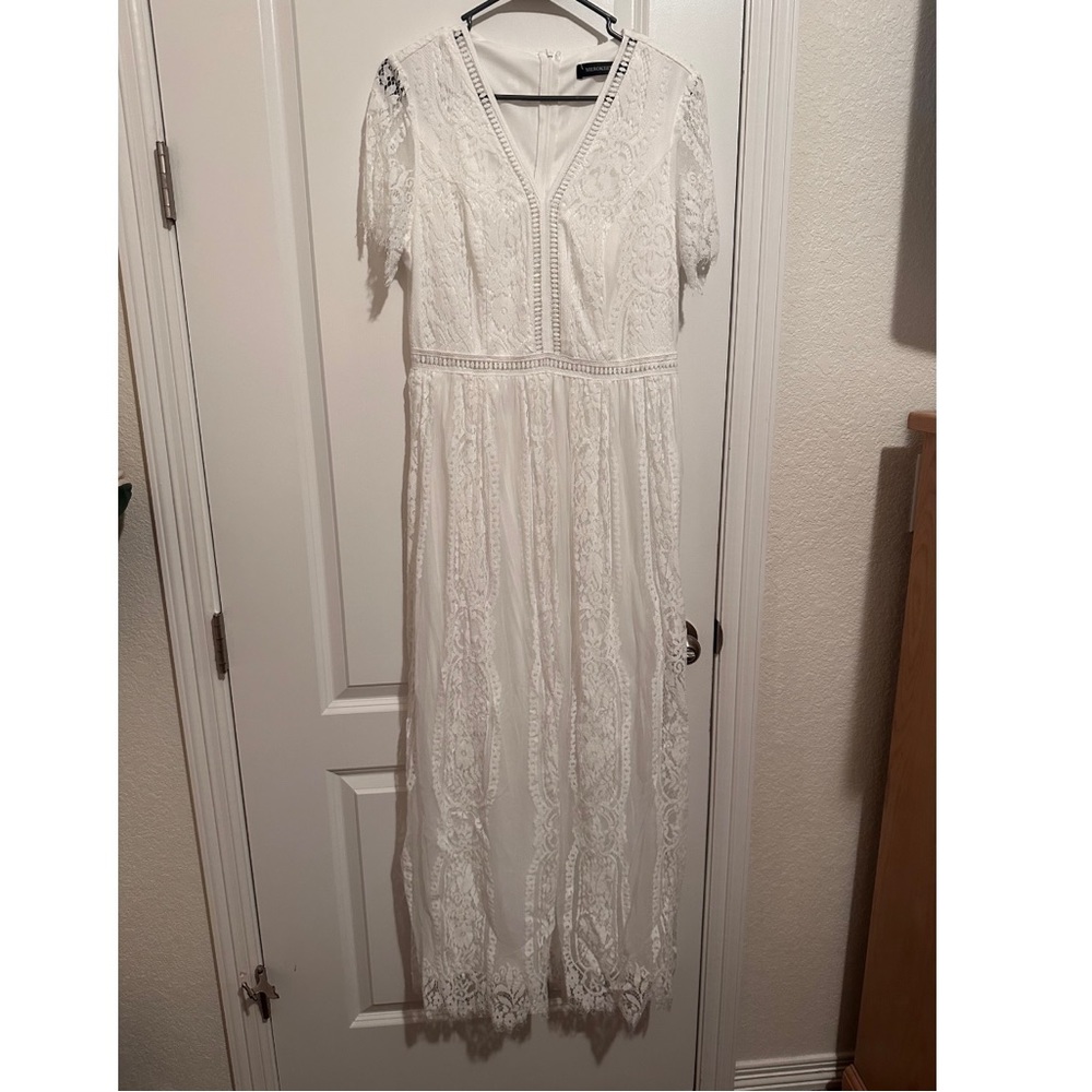 Women's V Neck Short Sleeve Floral Lace dress